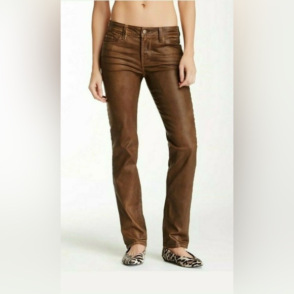 NWOTNYDJ Marca Skinny Jeans Coated Tan Brown Original Fit Leather Pants